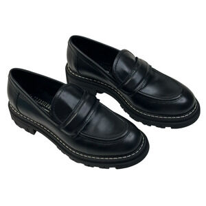 La Canadienne Della Waterproof Black Leather Lug Loafer Womens 7M New $425